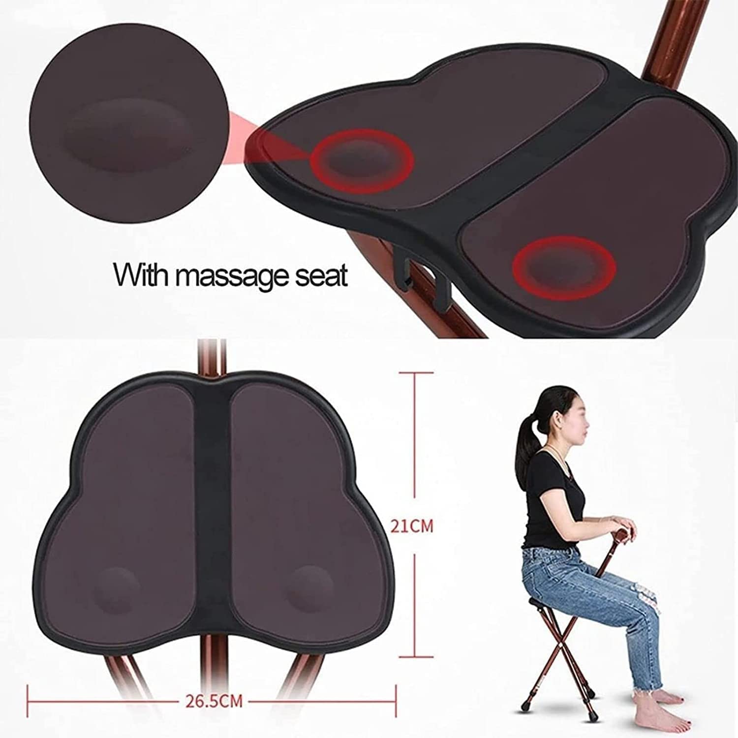 PAASHE Muletas Creativas, Bastones Plegables Ligeros de aleación de Aluminio, Asientos en Forma de Mariposa, Bastones ergonómicos
