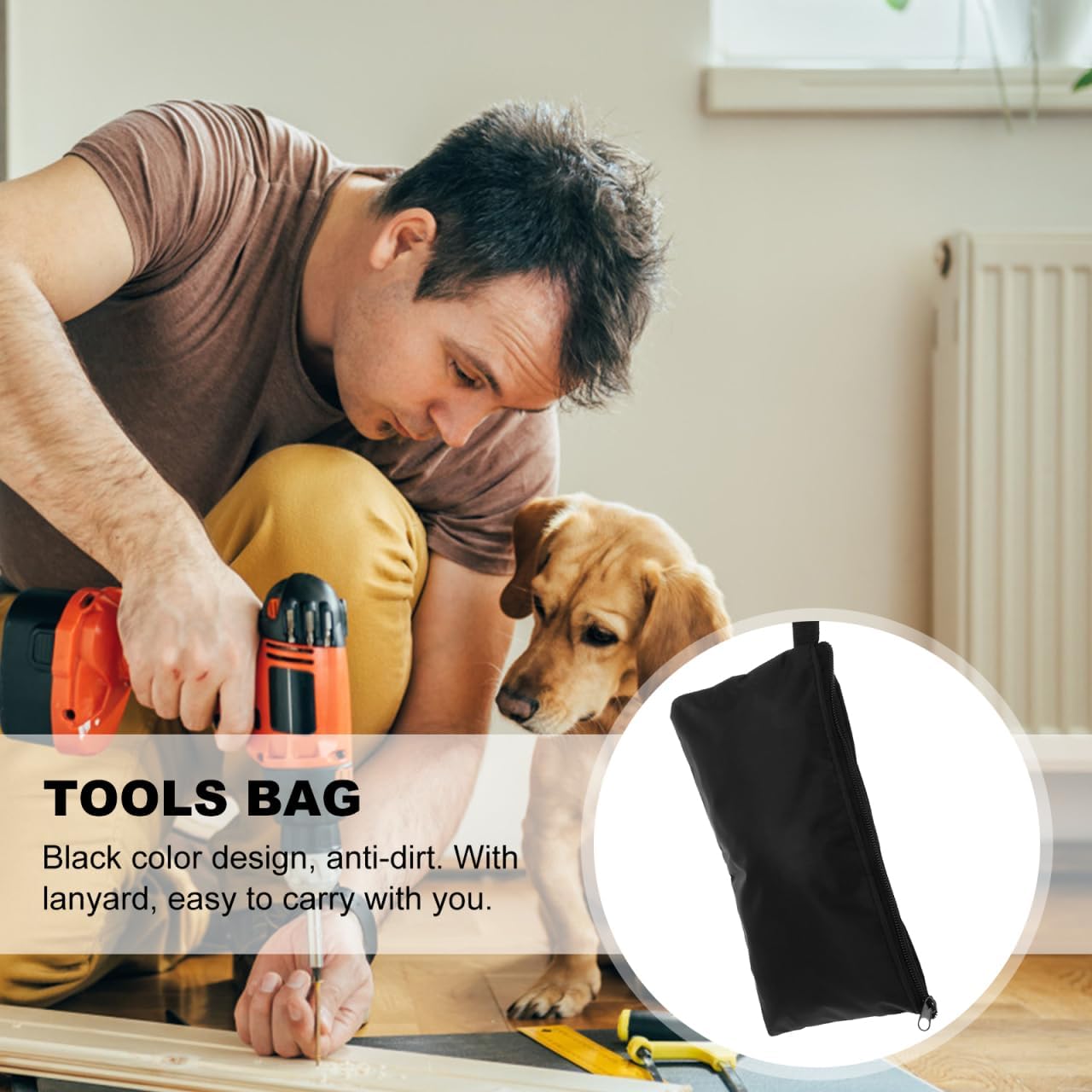 Gadpiparty 5-Pack Heavy Duty Canvas Tool Pouch Set - Zippered Tool Organizer Bags for Screwdrivers, Wrenches & Small - Durable Oxford Cloth with Carry Handle (Black)