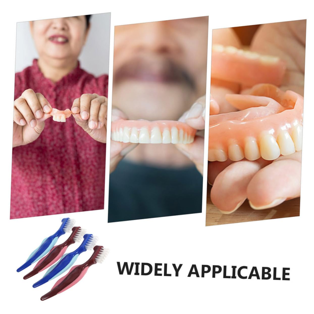 KOMBIUDA 10pezzi Spazzolino Per Dentiera Con Setole Morbide Spazzola Doppia Faccia Per e Pulizia Protesi Per Anziani e Portatori Di Apparecchi Colori