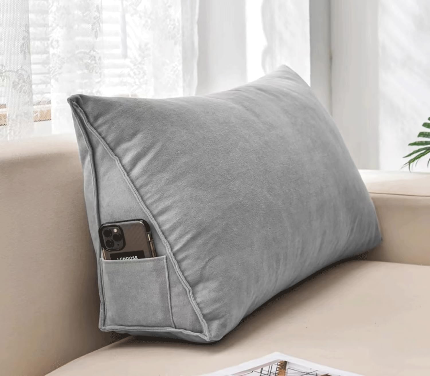 Headboard Pillow for Bed - Soft Colorful Backrest Cushion, Lumbar Support for Daybed, Comfortable Back Pillow for Relaxation and Support (Grey1 70x35x20cm)