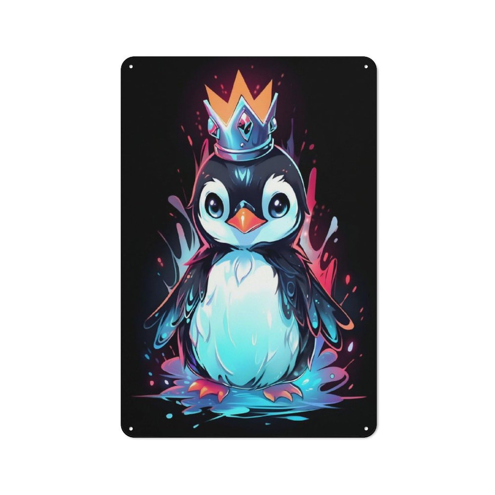Junmoney Royal Penguin King Vintage Tin Sign 30X20cm With For Hobby Room Or Studio, A Decorative Christmas Gift For Hobby Room Decor Fans