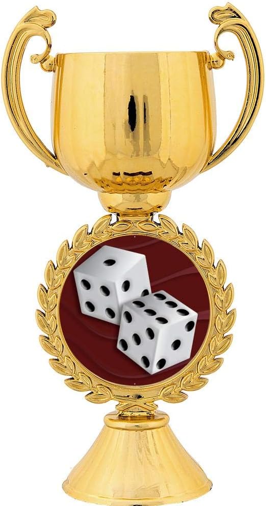 Crown Awards Personalized Dice Trophy, 7.25" Gold Cup Dice Trophies with Free Custom Engraving Prime