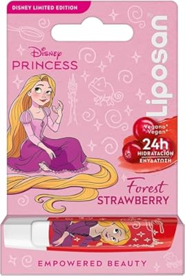 LIPOSAN Forest Strawberry Edición Limitada Disney Princesa Rapunzel  1x 4 8 g   bálsamo labial para niños con 24 h de hidratación  bálsamo con color a fresa para unos labios suaves y bonitos