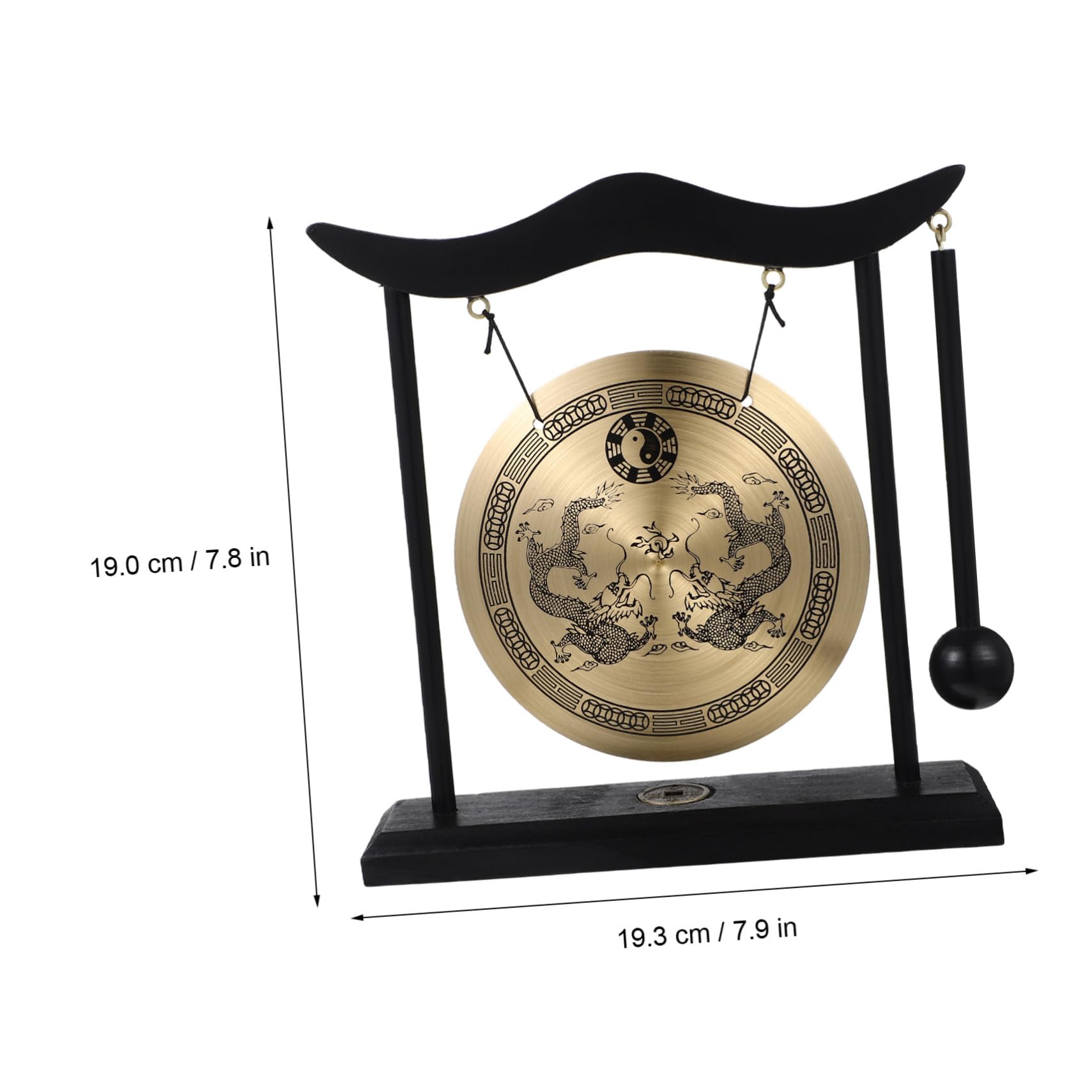 NUOBESTY Gong mit Schlägel Antiker Kupfergong Handgefertigte Chinesische Dekoration Vintage-ornament Klarer Klang Schreibtischaccessoire