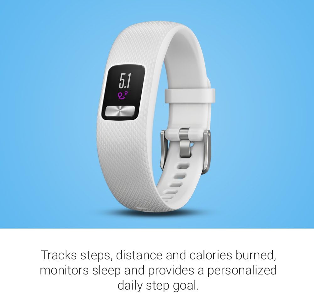Garmin vívofit 4 activity tracker with 1+ year battery life and color display. Small/Medium, White. 010-01847-01