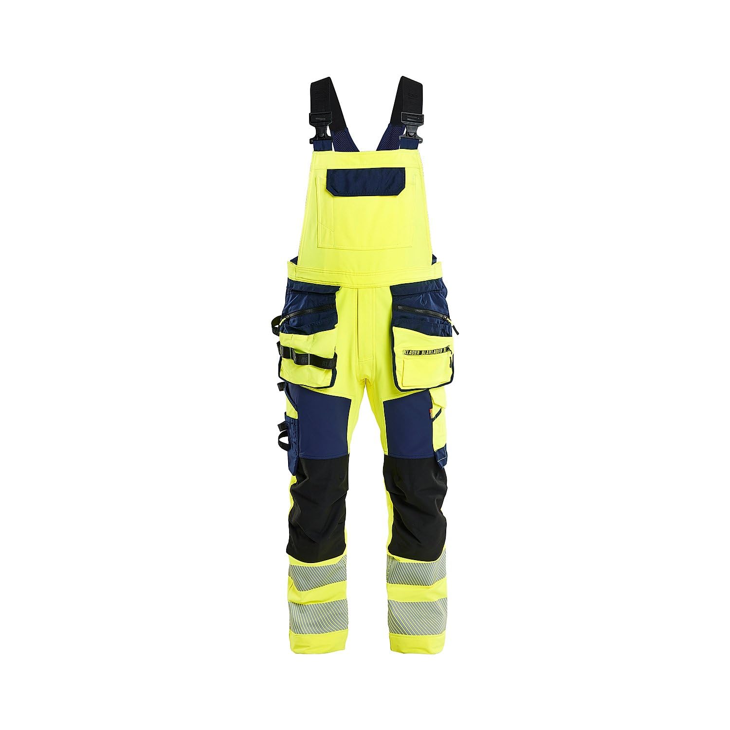 BLAKLADER Cotte de travail à bretelles stretch 4D haute visibilité 2626 Jaune/Marine 58C - Vêtements de travail