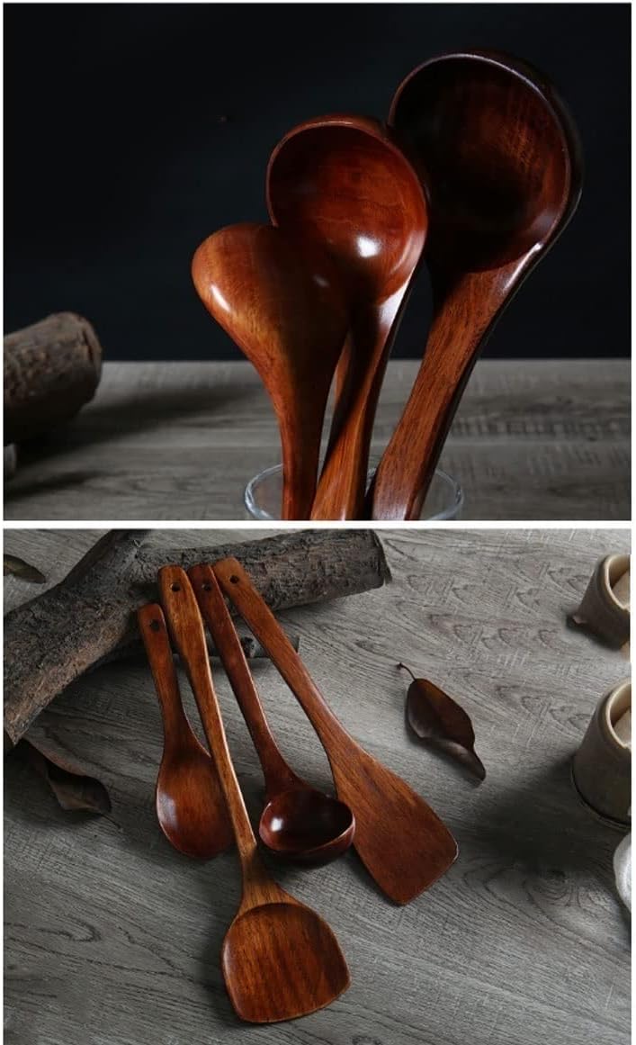 Wood Spatulas Spoons for Cooking Kitchen Utensils Sets Cooking Tools 4 Pieces
