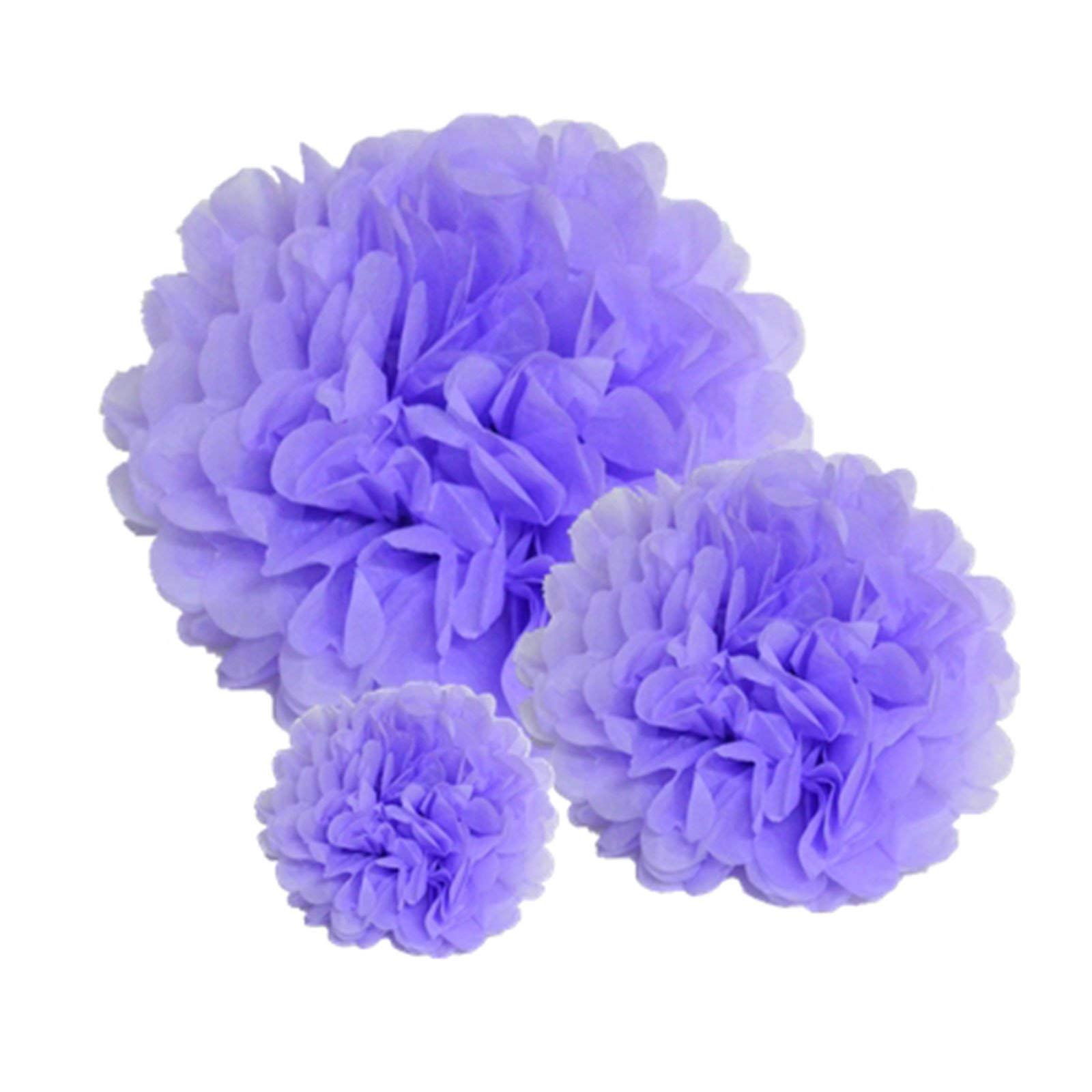 Premium [Pack of 10] Large Tissue Paper Pom Poms (Pastel Purple 10")