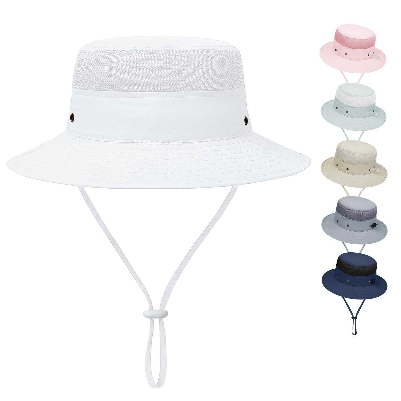 YANWANG Unisex Bebé Sombrero de Sol Gorro de Playa Malla UPF 50+ Ajustable para niños y niñas pequeños