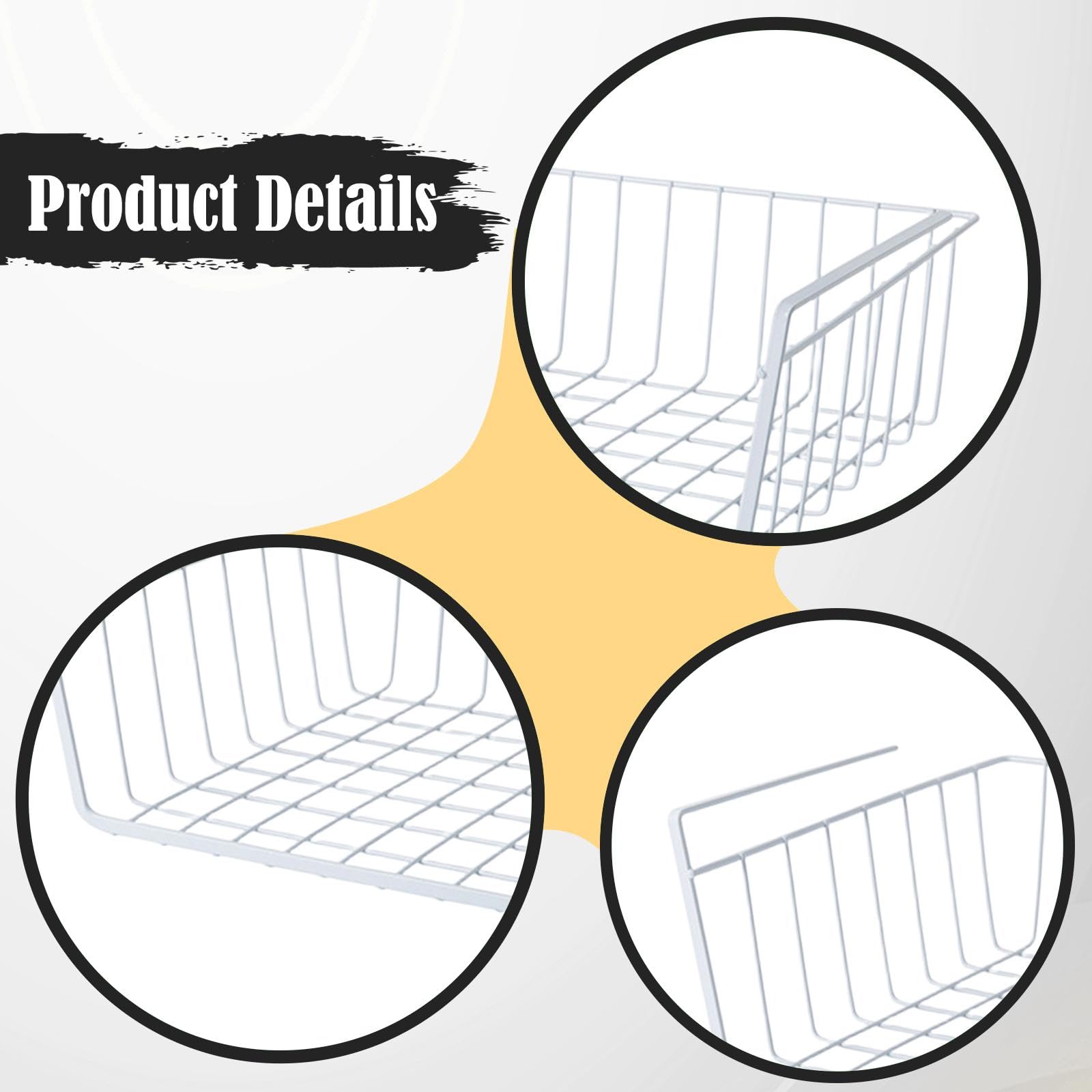 Panier de rangement à suspendre en métal, polyvalent sous étagère pour armoire de salle de bain, blanc Mensola Sotte – Parfait pour la cuisine et la maison