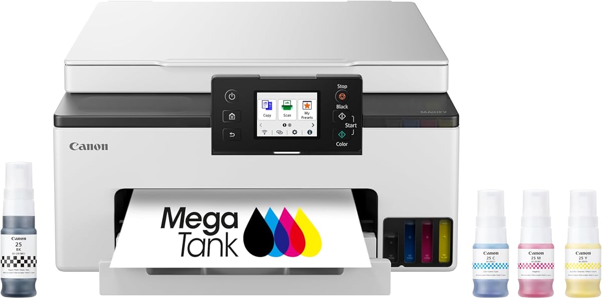 Megatank GX1020 All-in-One Wireless Supertank [Megatank] Printer | Print, Copy and Scan| Mobile Printing |2.7" LCD Color Touchscreen | Auto Duplex Printing | Print, Copy, Scan, Mobile Printing, 2.7' LCD Touchscreen