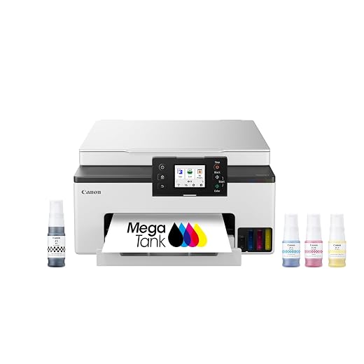 Canon Megatank GX1020 All-in-One Wireless Supertank Printer, Print/Copy/Scan, 2.7" LCD Touchscreen, Auto Duplex