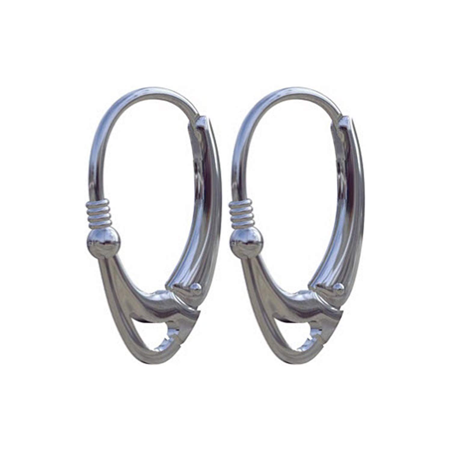 1 Pair Sterling Silver Leverback Earring Findings 18 x 11 mm Bead and Coil Nickel Free 2 Pieces