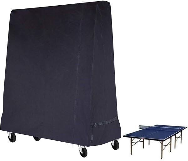 Gurkkst Housse de table de ping-pong (tennis de table) imperméable pour intérieur et extérieur, Noir, 185 x 70 x 165 cm - 1