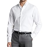 Mens Dress Shirt Long Sleeve Stain Shield Solid Stretch Button Down Shirts Business Date Casual Shirts