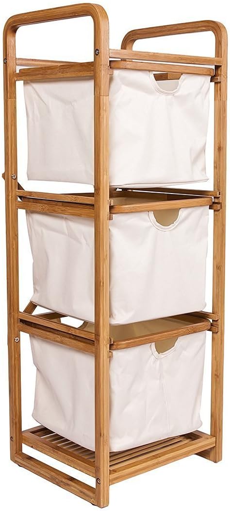 Bamboo Basket Three Drawer Hamper/Storage Unit for Bathroom Closet Storage Organizer