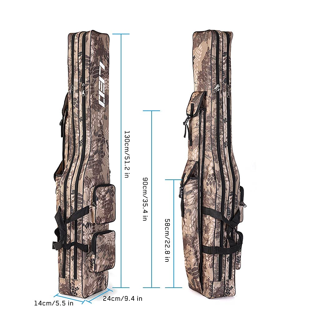 Torba na wędkę, regulowana podwójna warstwa 130 cm / 90 cm / 58 cm, moro 1., torba wędkarska, Kamuflaż 1., torba wędkarska