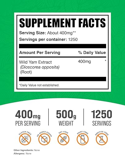 Miniatura 7 de BulkSupplements. com Extracto de ñame salvaje en polvo, suplemento de hierbas, suplemento de ñame silvestre, 400 mg de extracto de raíz de ñame