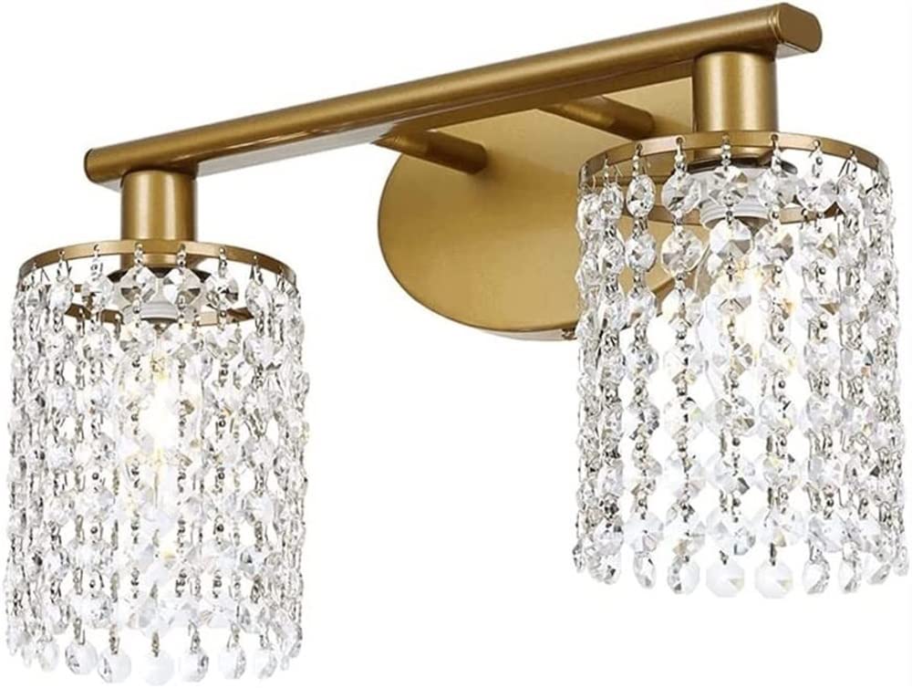 Iluminación de espejo de baño con cristal E14 y aplique de metal dorado 8