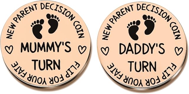 Decision Coin for New Parents New Parents Gifts Funny Decision Coin,Gifts for Mum Dad Stainless Steel Flip Coin New Baby Gift Newborn Coin for Mummy Daddy Baby Shower Gifts,Rose Gold