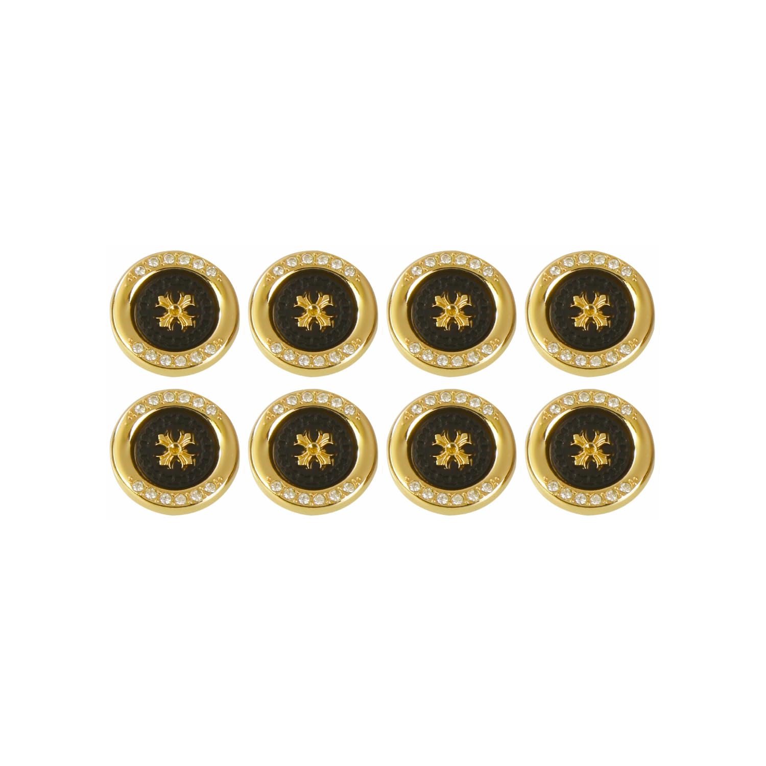 Ani Accessories Rhinestone Diamond Metal Shank Button Flower Design Diamond Accessory for Coat Bandhgalas Indo-Western Sherwani DIY (Pack of 8 Pcs Small, Golden Flower Black)-picture-34
