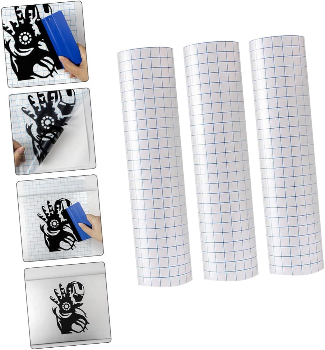 STOBOK 3pcs Clear Vinyl Transfer Tape Self-Adhesive Application Tape for DIY Crafts Wall Decals Stickers No Residue Durable for Smooth Surfaces