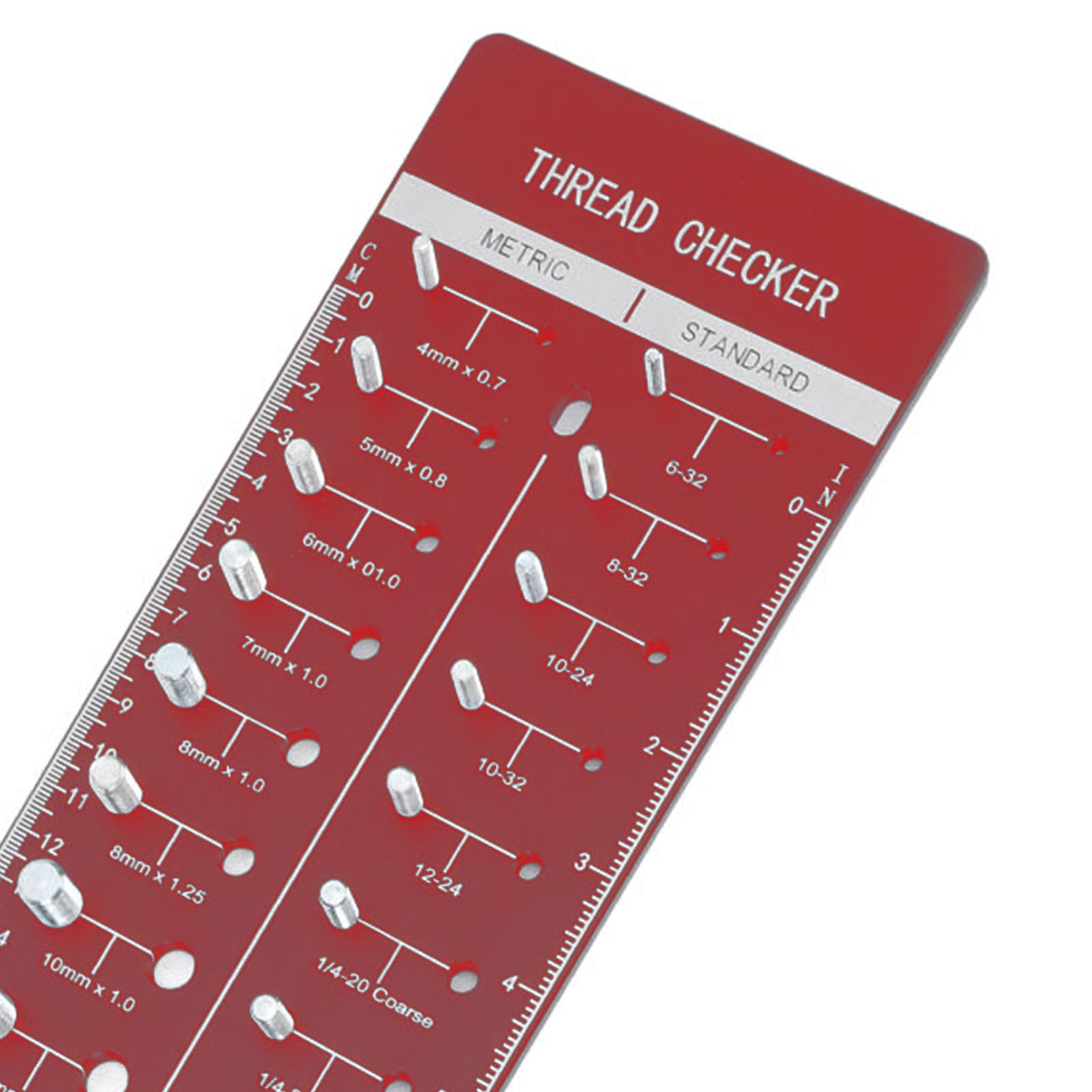 XHTLLO Nut and Bolts Thread Checker, Multifunctional Stud Nut Identifier Gauge with 15 Metric and 19 Inch Sizes, Precise Measurement Tool for Automotive Repairs and Machinery Maintenance(Red)