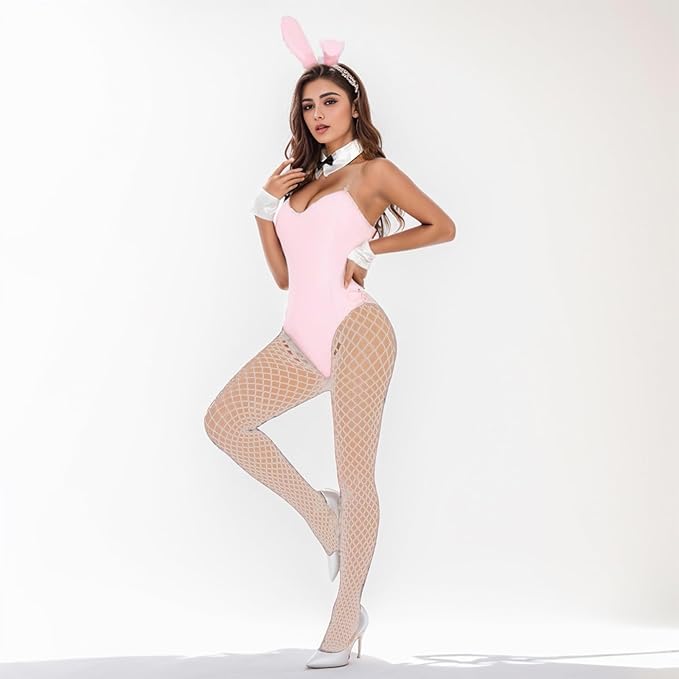 Bunny Girl Kostüm Set Damen - Bunny Girl Anzug Mit Ohren & Strümpfen