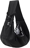 Dog Carrier Sling - Reversible Puppy Carrier Purse with Storage Pocket, Hand-Free Dog Sling Carrier for Carry Small Dogs and Cats, Travel Safety Harness, Dog and Cat Harness(Black)
