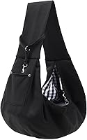 ARZQUT Reversible Dog Carrier Sling Purse for Small Dogs & Cats - Hands-Free with Safety Harness & Storage Pocket (Black)