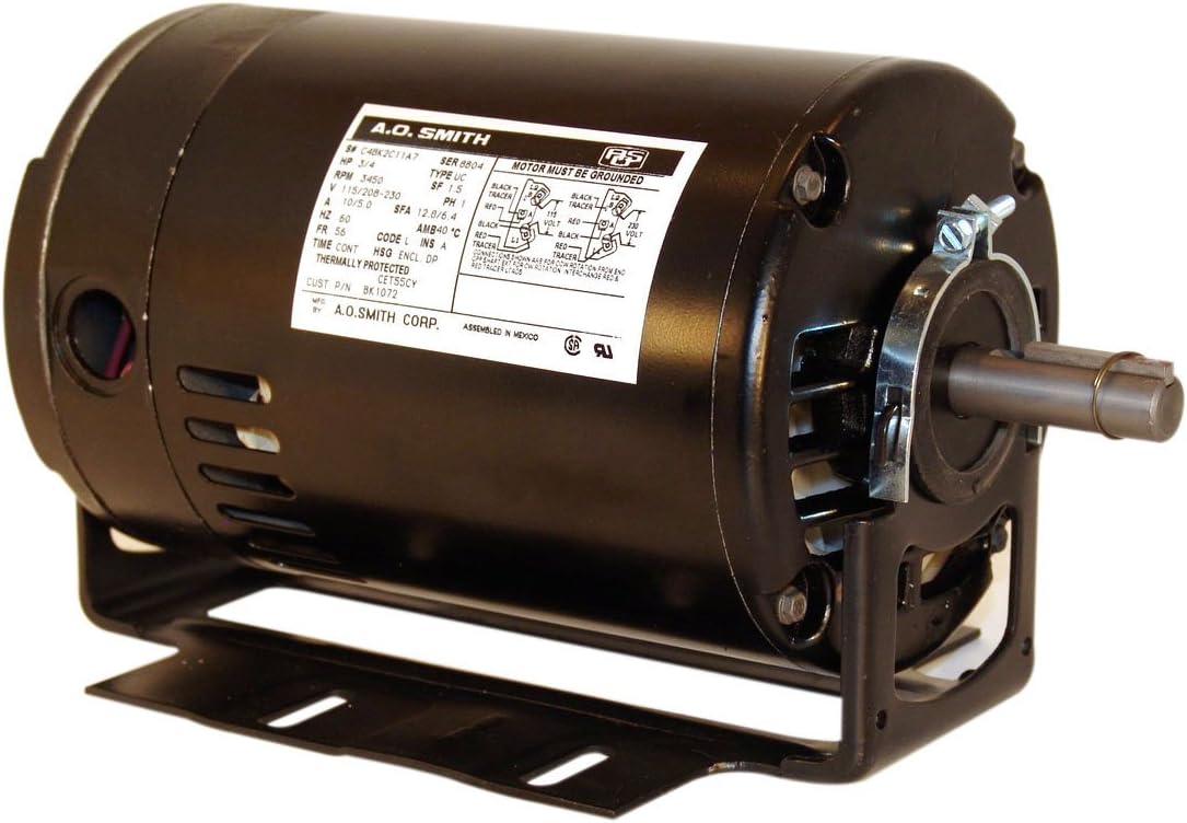 A.O. Smith BK1102 1 HP, 3450 RPM, 115/208-230 Volts, 56 Frame, ODP Enclosure, Ball Bearing Capacitor Start Motor