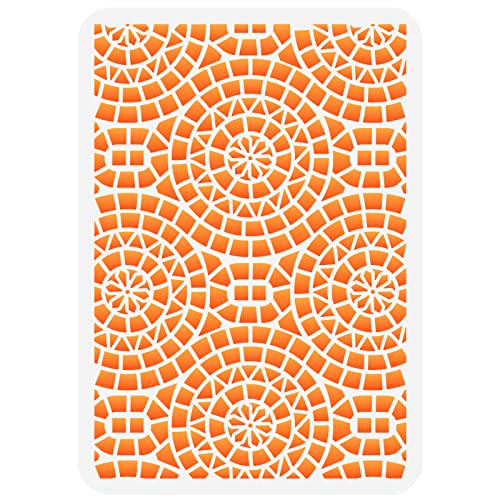 FINGERINSPIRE Holtz Mosaic Stencil 29.7x21cm Mosaic Stencil Template Plastic Geometric Circle Pattern Stencils Reusable Layering Stencil DIY Art Stencils for Painting on Wood Floor