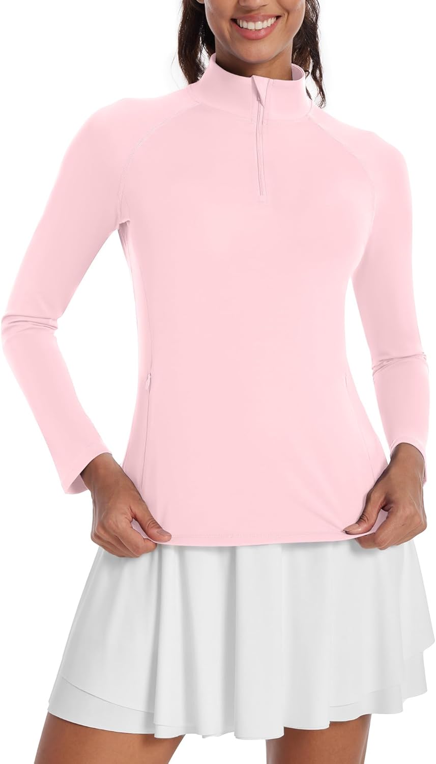 Runhit Women's Quarter Zip Pullover with Pockets Long Sleeve Golf Tennis Shirts UPF 50 Sun Protection Workout Athletic Tops - Image 2