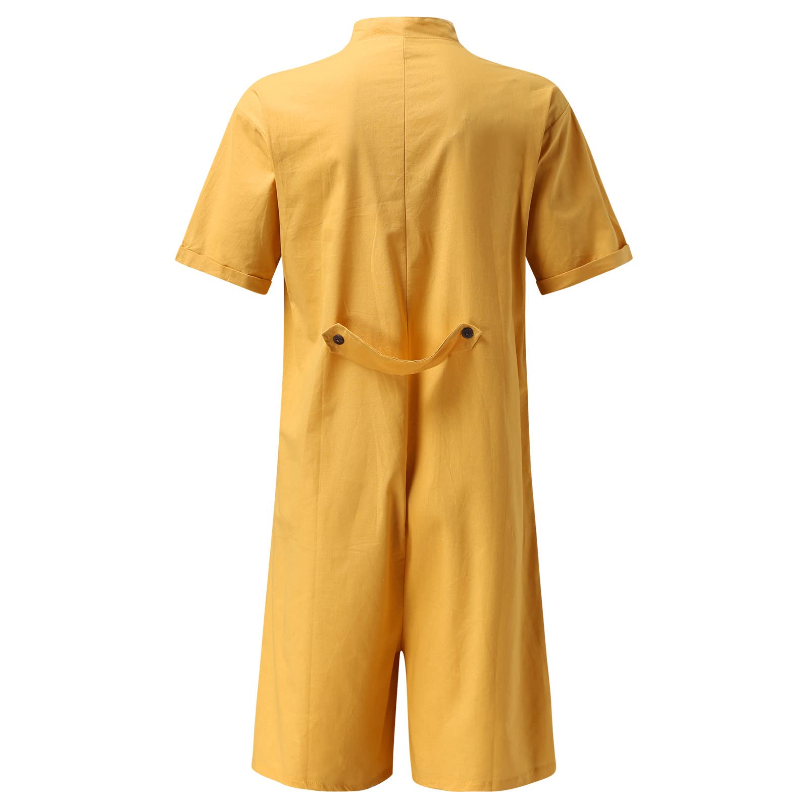 Mono para hombre de manga corta - peto de trabajo para hombre, mono con botones, cuello alto, mono de verano, con botones, casual, peto, manga corta, monos monocromáticos