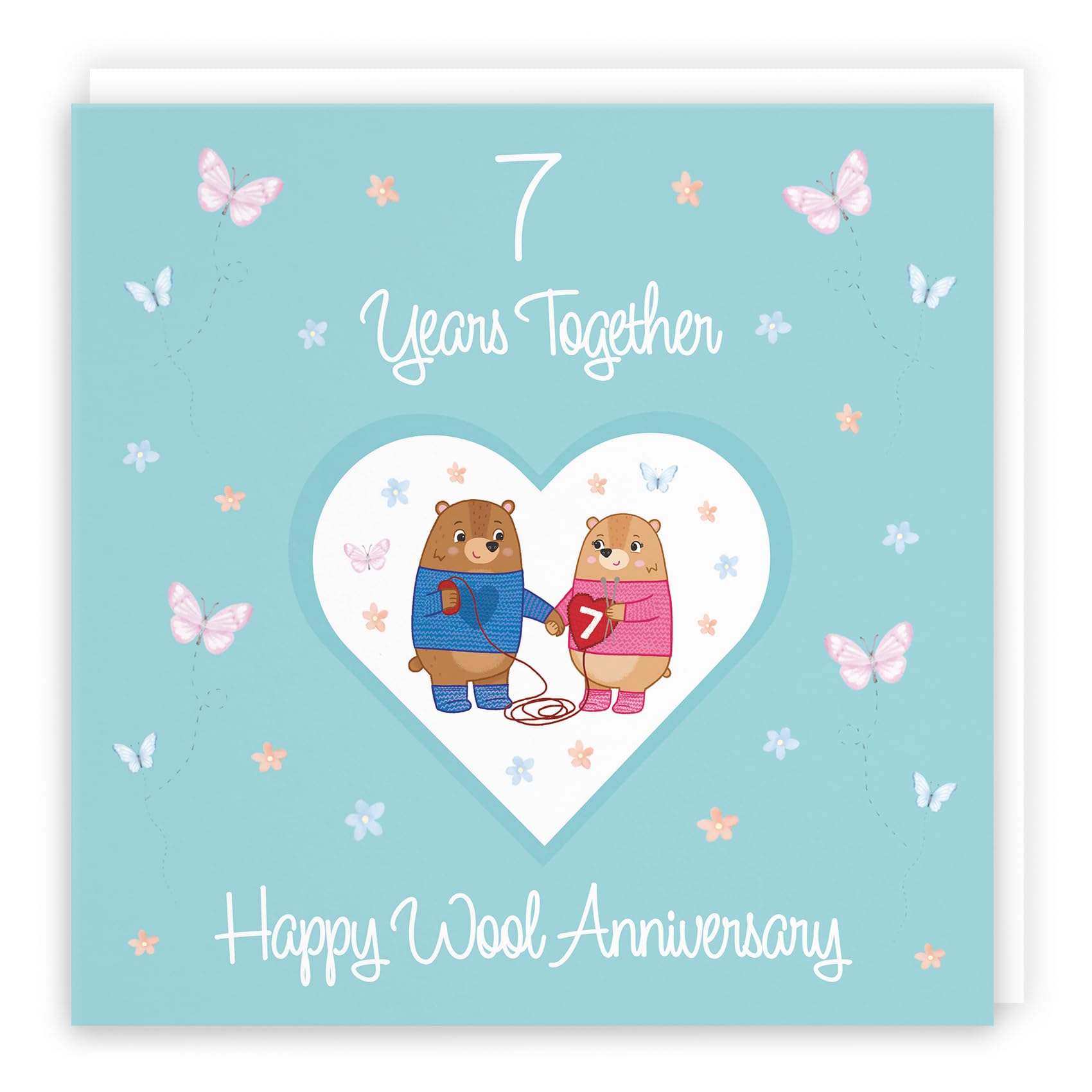 Hunts England, Large 7th Anniversary Card, 7 Years, Wool Anniversary, Romantic Meadows, Fun Card
