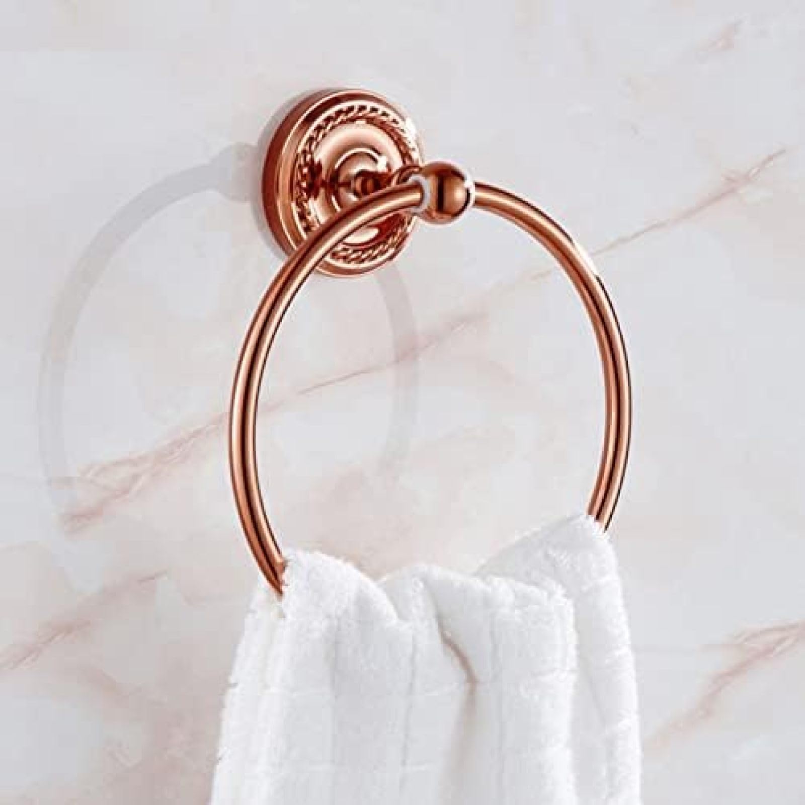 Generico Porta Asciugamani Porta Asciugamani ad Anello Rotondo Montato a Parete per Il Bagno Elegante Porta Asciugamani in Argento/Oro Design salvaspazio Facile da installare Accessori da Bagno Moder