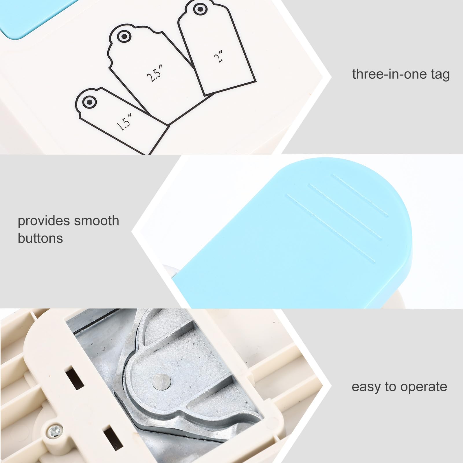 Perforatrice per Etichette Artigianali 3 in 1, Punzone per Carta 6,4/5,0/3,8 Cm, Accessorio DIY per Scrapbooking, Progetti Creativi, Scuola e Casa
