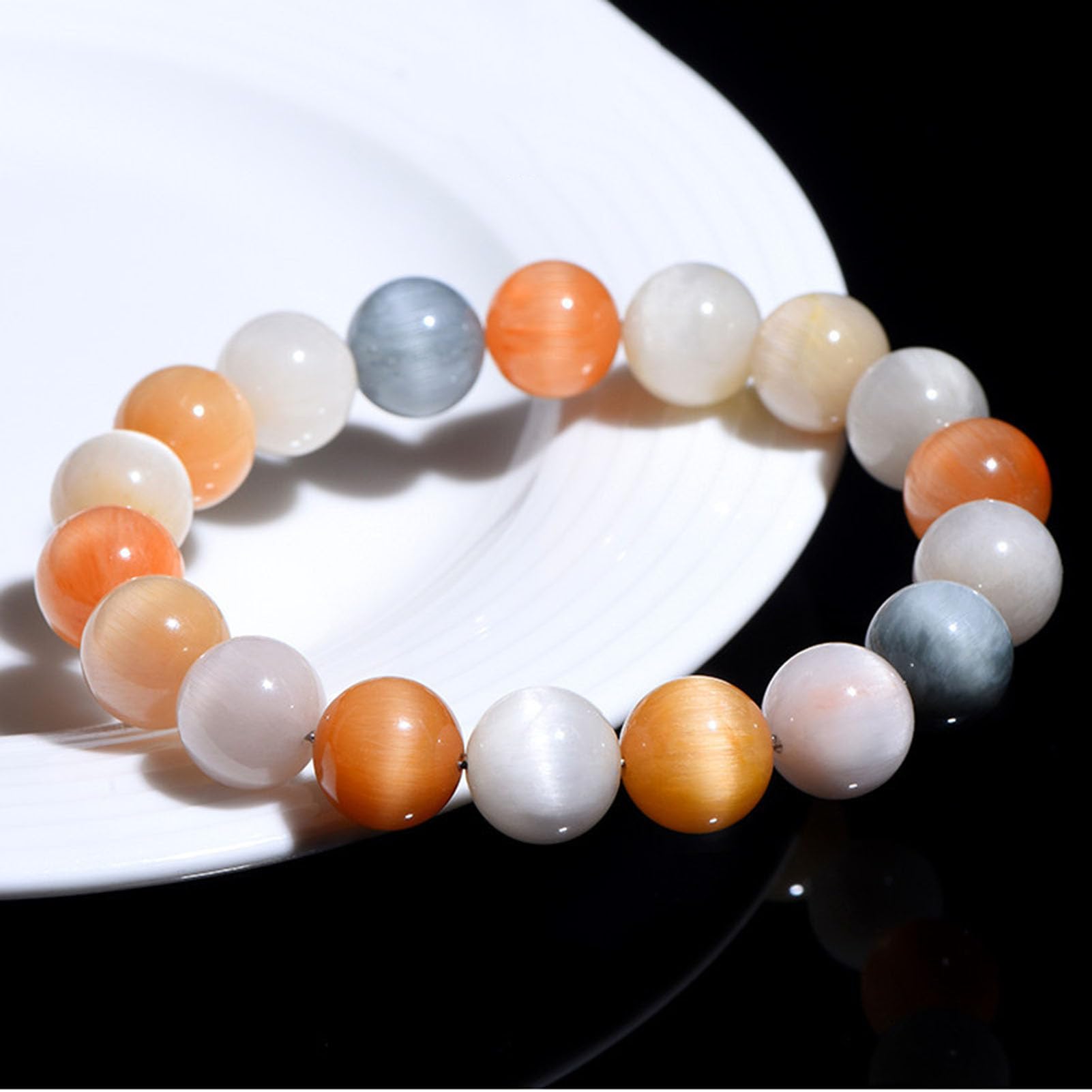 Pulsera de Pelo de Cuarzo Suave, Cuentas de Cristal Multicolor de Cuarzo rutilado para Equilibrio Emocional y energía Relajante, joyería de Piedras Preciosas Naturales elásticas,5a,10MM