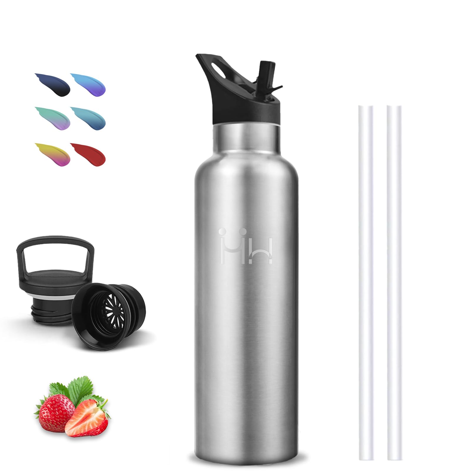 Thermische Waterfles, 500 ml Kinderfles, Bpa-Vrij, Waterfles Met Rietje, Lekvrij, Metalen Waterfles, Gemakkelijk Mee Te Nemen, Dubbele Isolatie, Waterflessen Voor Kantoor, Kamperen, Scholen