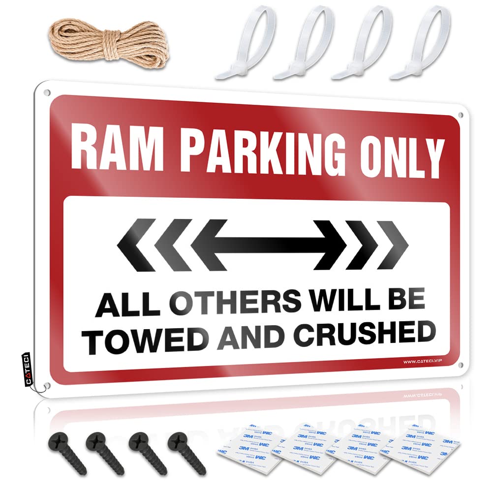 Basement Decor, Wall Art Funny Soft Bath Wall Decor, Modern Rustic Metal Tin Sign For Man Cave | Backyard Holiday Gift Custom Ram Parking Only(30X40CM)