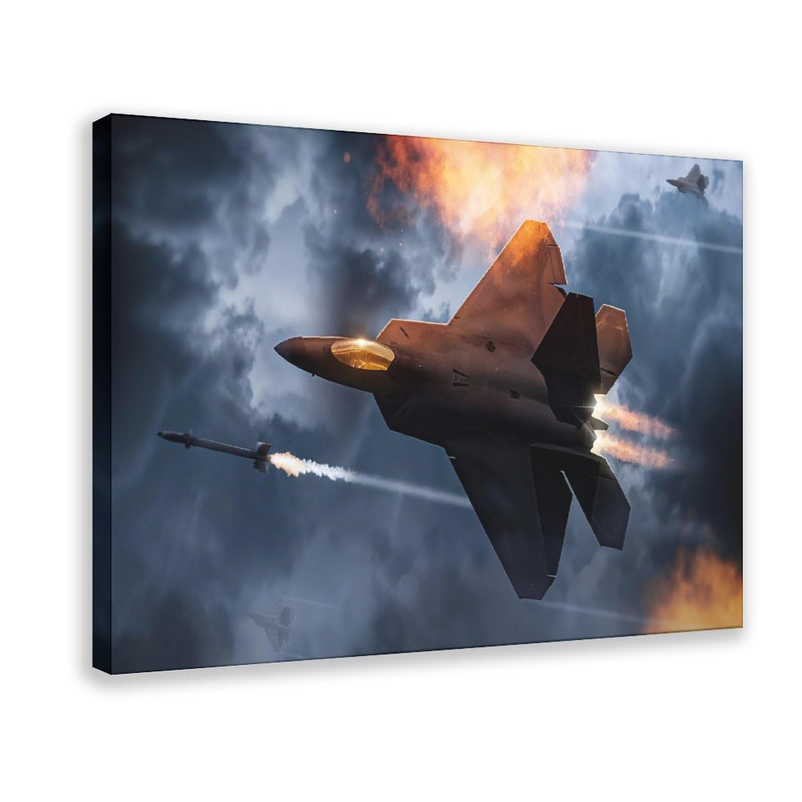 Military F-22 Fighter Jet Aircraft Poster Airplane Wall Decor-Modern Fighter Wall Art Prints Cool Posters（2） Canvas Poster Bedroom Decor Landscape Office Room Decor Gift Frame-style24x36inch(60x90cm)