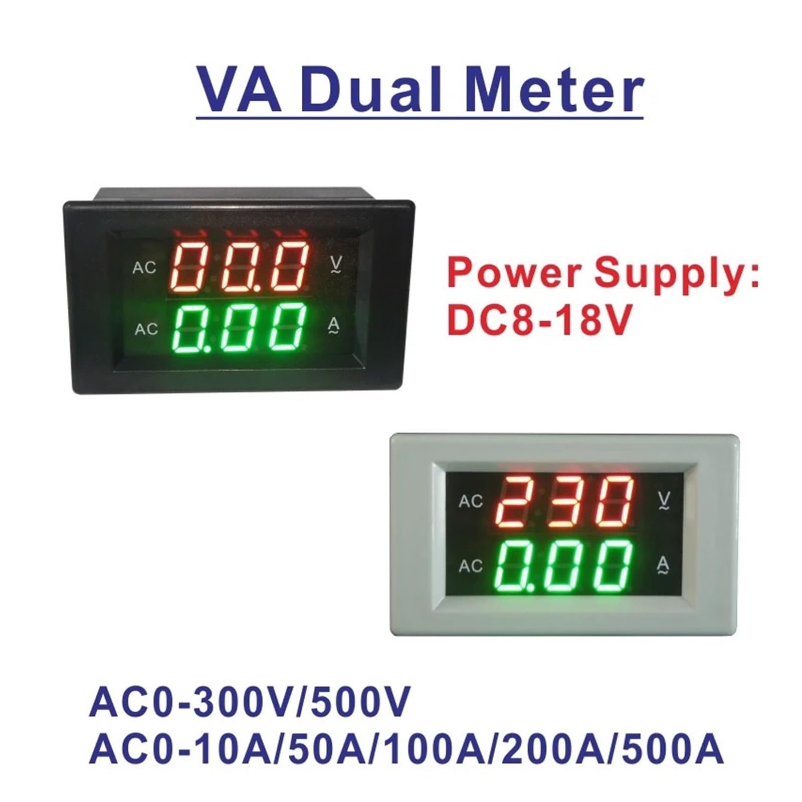 Medidor de Voltaje CA de 0 a 500 V, medidor de Corriente CA de 0 a 300 V, amperímetro de Panel, voltímetro Digital, amperímetro, 10 A, 50 A, 100 A, D85(B1ack,AC50A(Split)_DC5V)
