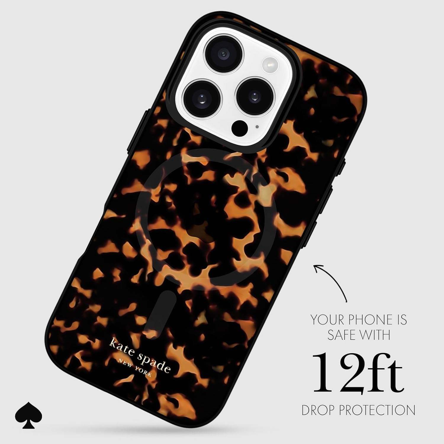 kate spade new york iPhone 16 Pro Case - Compatible with MagSafe - Designer Phone Case - Tortoise