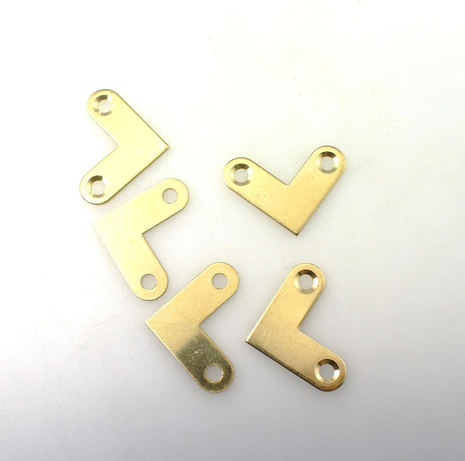 Maxmoral 12PCS 2.7CM/1Inch Gold L Shaped Brass Flat Corner Bracket Fitting Flat Corner Support Plate Support Drawer Fixing Corner Suitable for Wooden Box Jewellery Box Tool Box and Bookcase