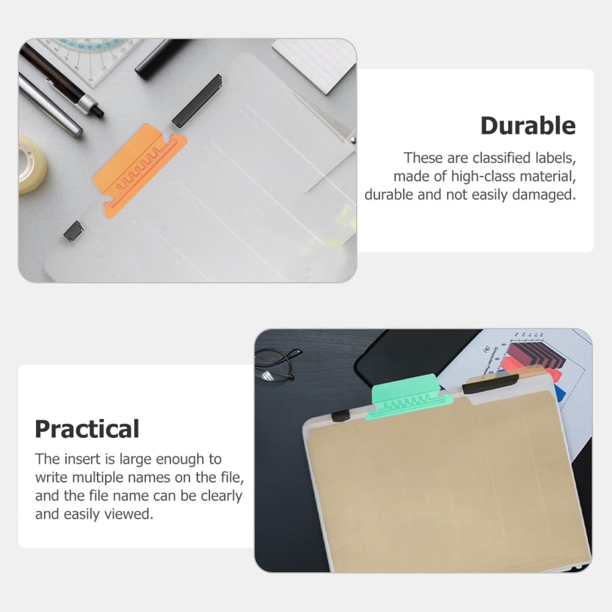 NUOBESTY 120pezzi Linguette Colorate Per File Con Inserti Etichette Appendibili Per Ufficio Scuola e Casa Facili Da Utilizzare e Organizzare Documenti Composto Da Rosse Arancioni Verdi