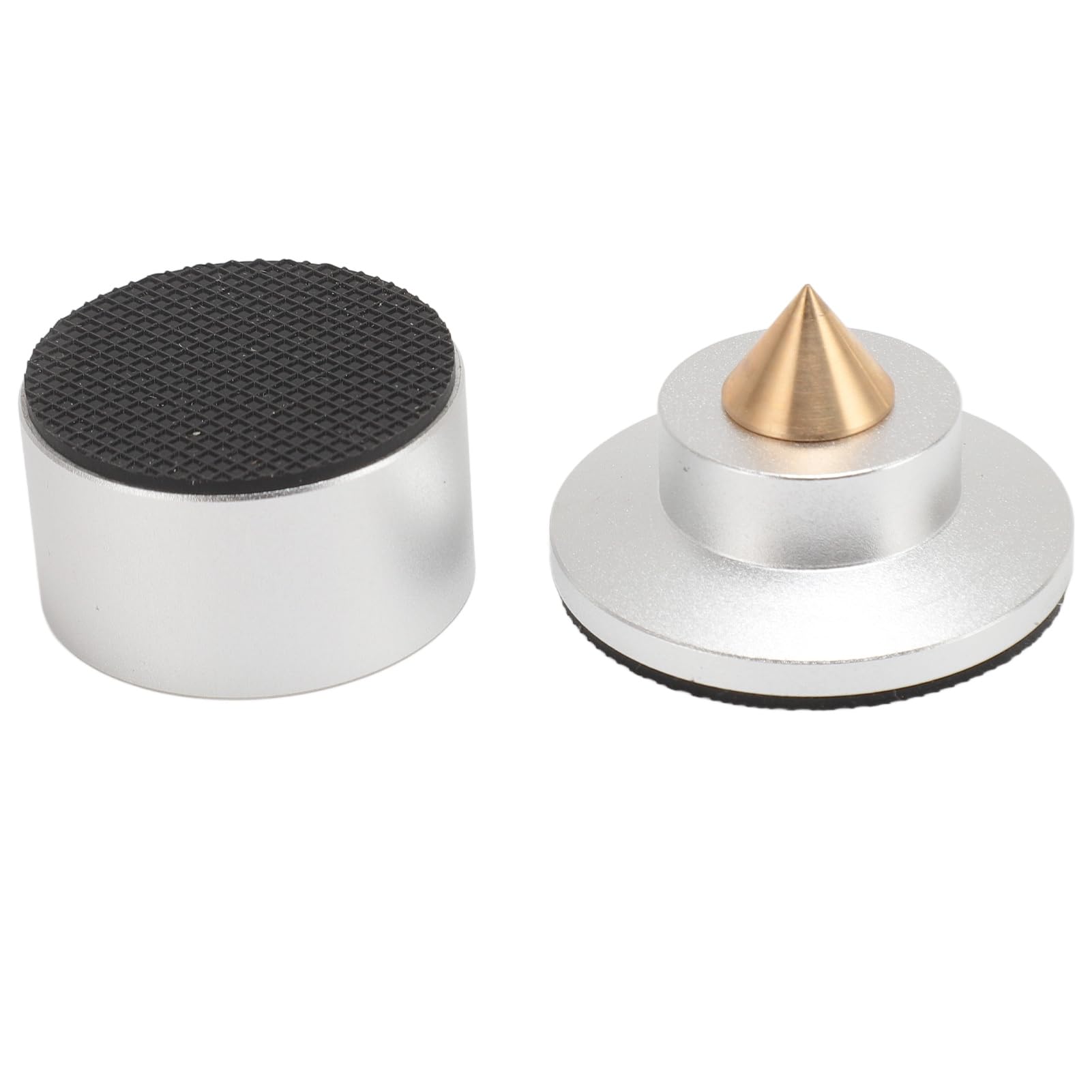 4er - Set Lautsprecher - Isolationsfußpads aus Aluminiumlegierung, Schwingungsdämpfer für Subwoofer, Verstärker, CD/DVD - Player und HiFi - Geräte mit Spike - Pads (Silber)
