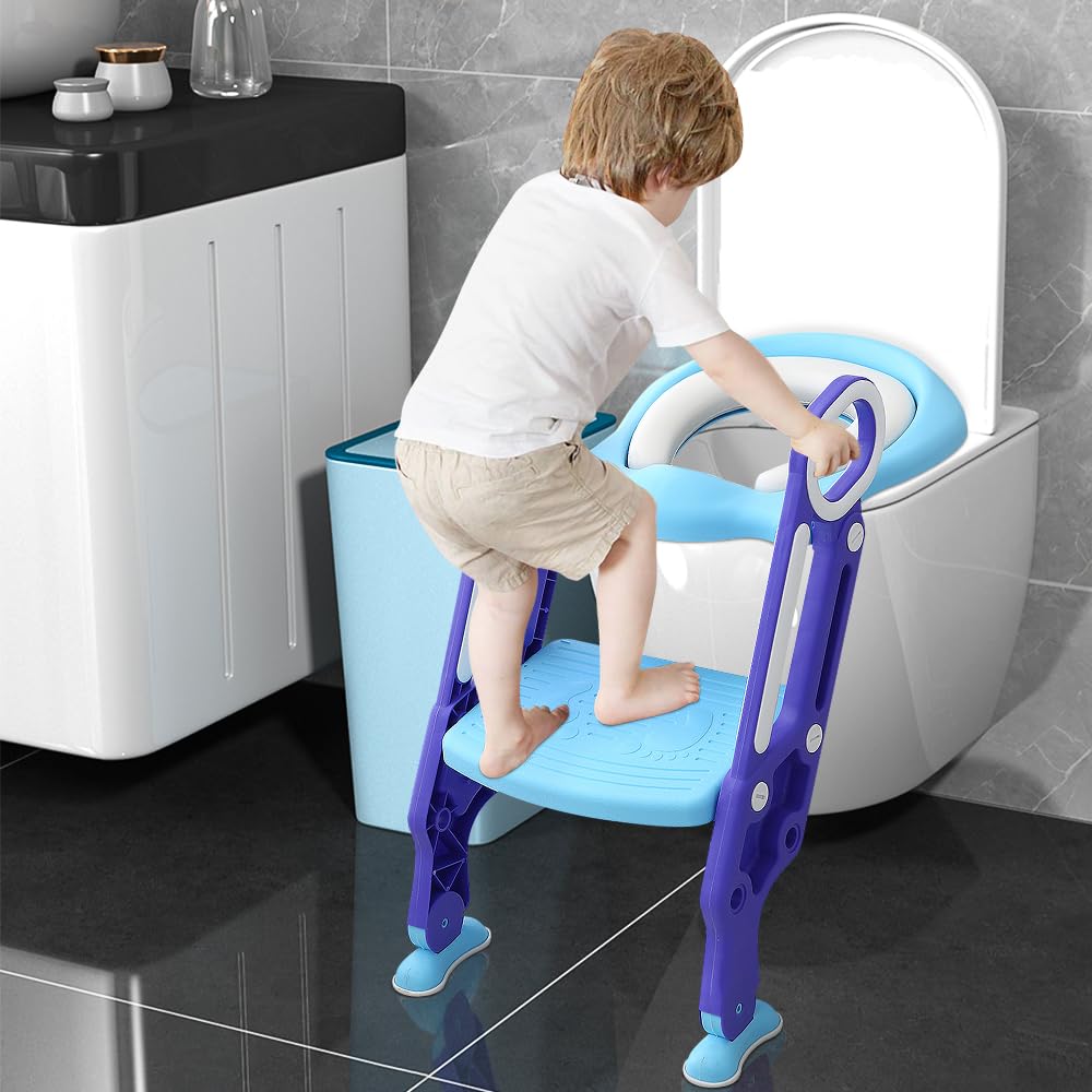 Homewell Riduttore WC per bambini con gradini, 2 in 1, rialzo WC per bambini per ragazzi e ragazze, sgabello per scale, sedile WC antiscivolo scala riduttore