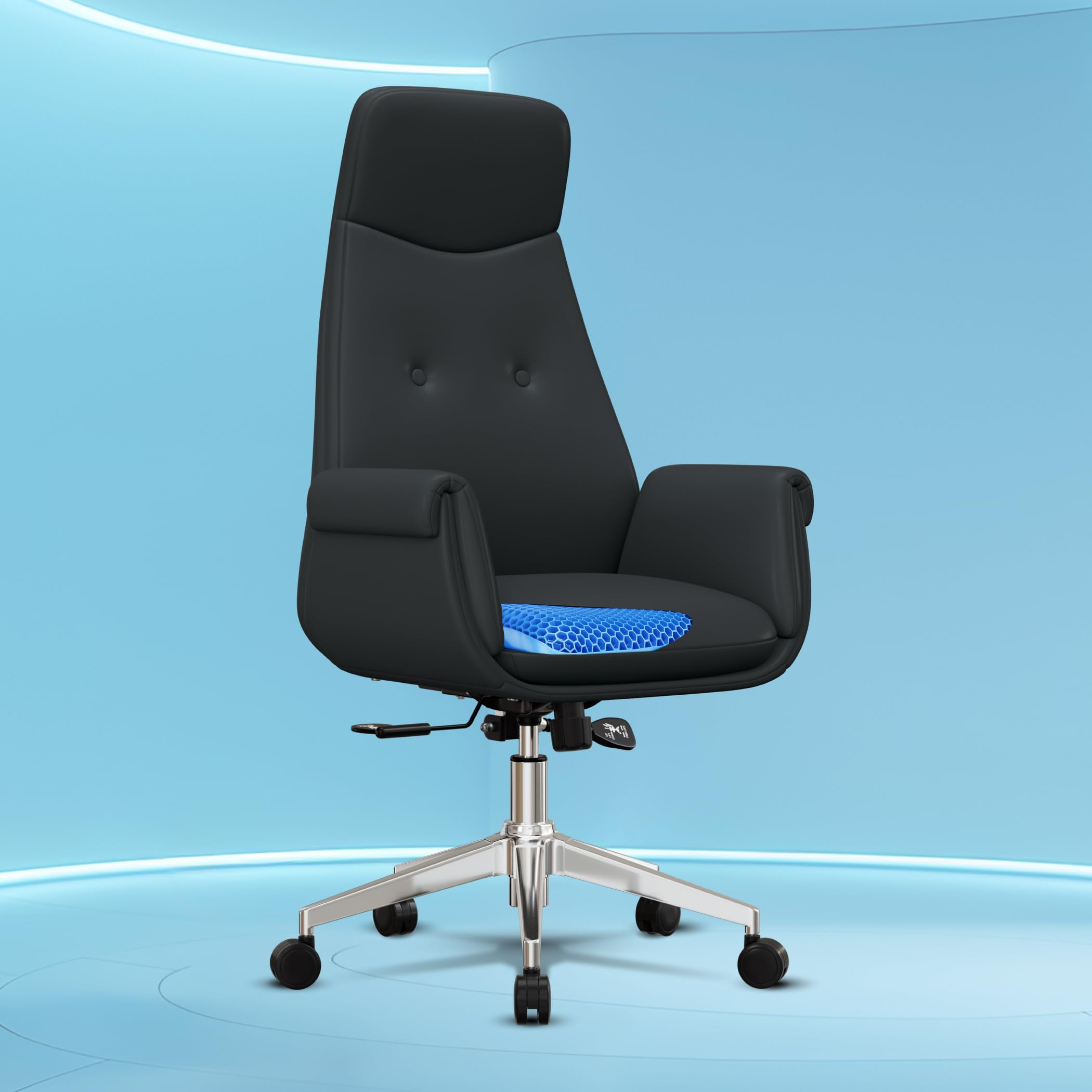 The Sleep Company Aura Executive Office Chair with SmartGRID Seat | Premium High-Back Recliner Chair | 135° Recline | Ergonomic Backrest & Leatherette Finish | Free Installation| Black
