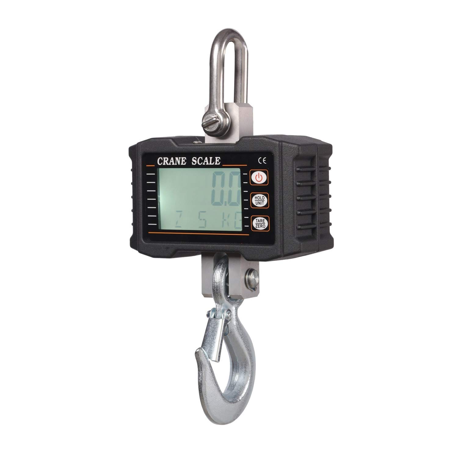 Scale With Cast Aluminum Case Handheld Digital Crane LCD Display With Backlight Precision Compact Alloy Steel Hanging,Hook scale(Black,1000KG/10kg)
