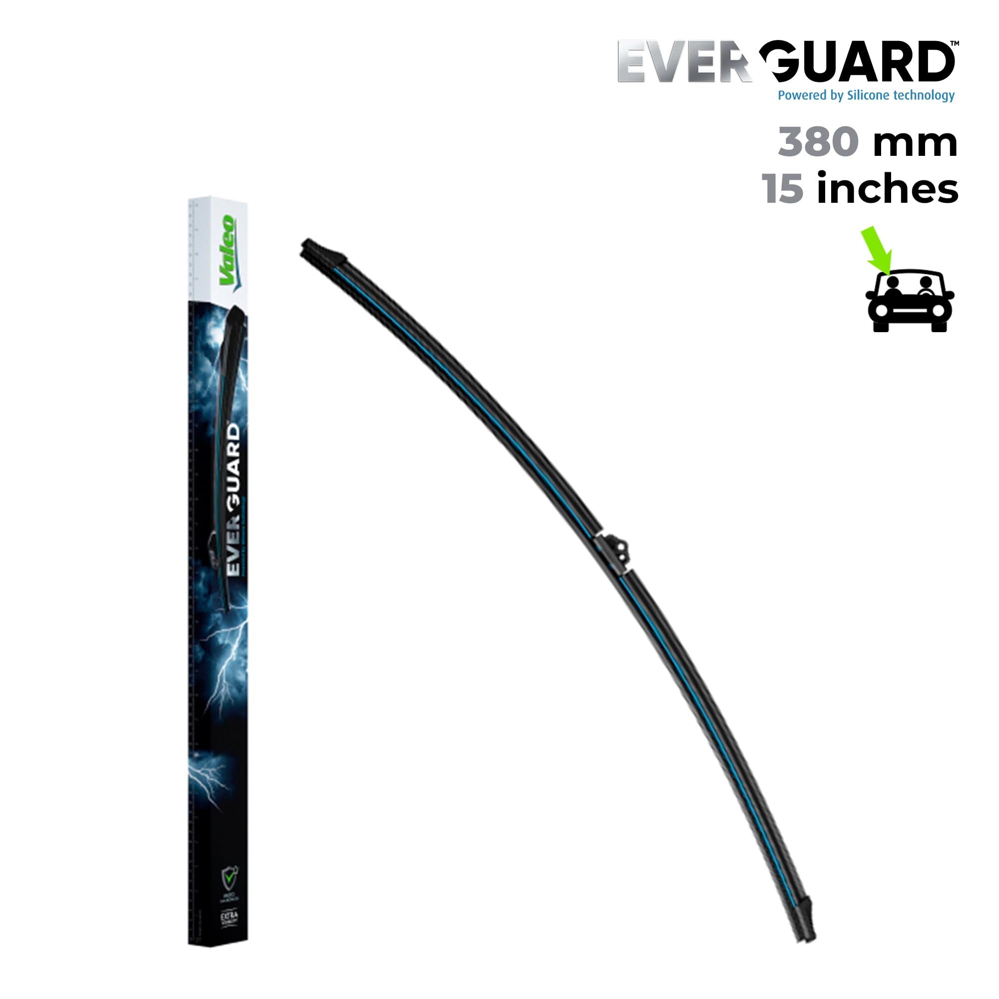 VALEO EVERGUARD - Premium - Un Kit di Spazzole Tergicristallo Flat Blade in Silicone VSF65 + VSF38 - Lunghezze: 650mm + 380mm - Anteriore (Confezione da 2)